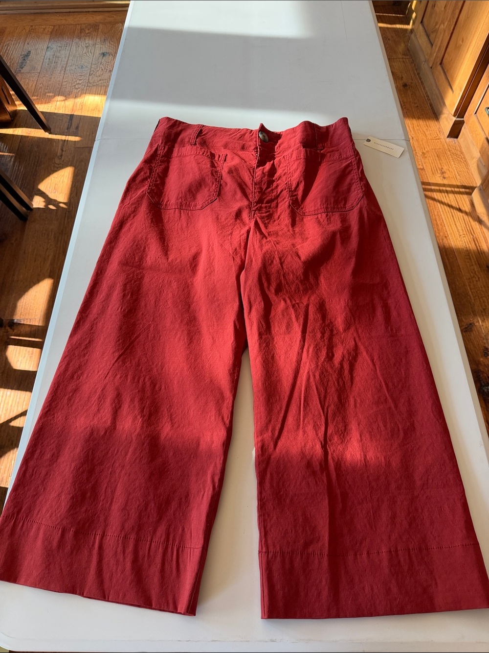 Anthropologie Wide-Leg Chinos in Deep Red